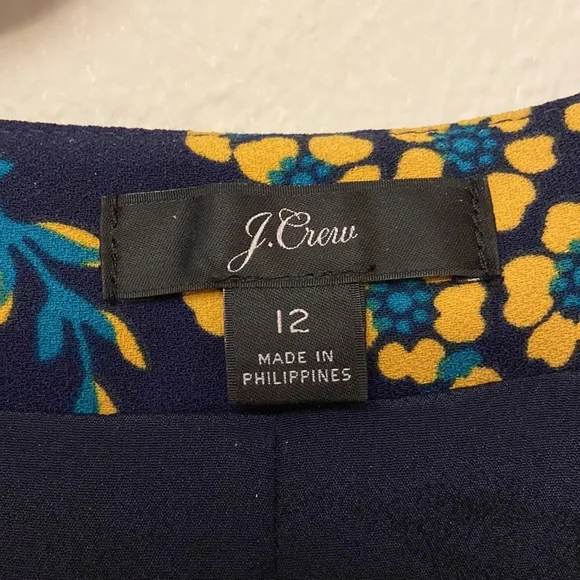 NWOT J. Crew Wraparound Dress Yellow Blue and Navy Size 12 - Picture 3 of 3